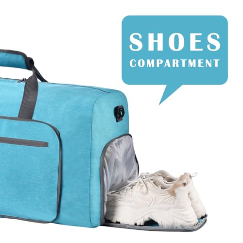 Felipe Varela Foldable Duffle Bag for Travel Weekend Overnight Gym Camping - color: B MintGreen, size: 65L