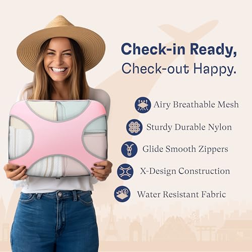 Shacke 8 Set Packing Cubes for Travel, Shoe & Toiletry Bags (Summer Pink) - color: 8 Set - Summer Pink, size: Set of 8
