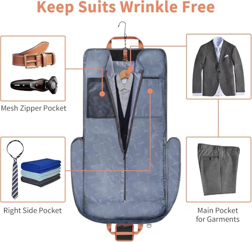 Mancro Carry On Garment Bags for Travel, Convertible Weekender Bag, Brown - color: Black Brown