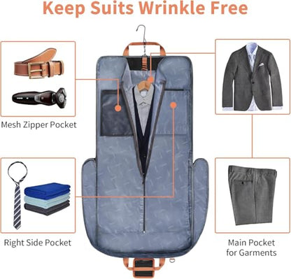 Mancro Carry On Garment Bags for Travel, Convertible Weekender Bag, Brown - color: Black Brown