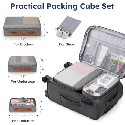 Softside Expandable Carry On Luggage, 20in Carry on Suitcase with Wheels - color: Grey