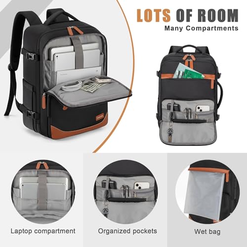 40L Travel Backpack, Flight Approved Carry On Laptop Backpack - color: Black, size: Large