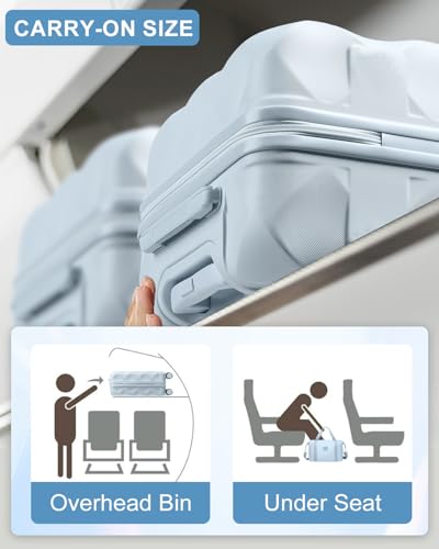 Somago Luggage Sets 5 Piece Hardside 20"/24"/28" with Duffle Toiletry Pouch - color: Light Blue, size: 5 Piece Set