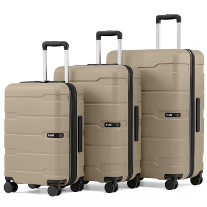 Coolife 3 Piece Luggage Set Suitcase Hardside with Spinner Wheels - color: Dusk Elephant Grey2.0, size: 3 Piece Set (20/24/28 in)