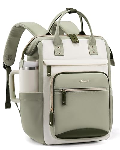 LOVEVOOK Laptop Backpack Women, 15.6 Inch Work Backpack - color: Bean-green, size: 15.6INCH