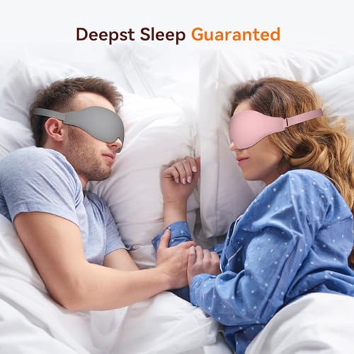 Sleep Mask, EVA BELLE Eye Mask for Men Women, Zero Pressure 3D Sleeping Mask, Cool Super Smooth Light Blocking Soft Eye Shade Cover Memory Foam, Lightweight for Home Travel Use - color: Pink