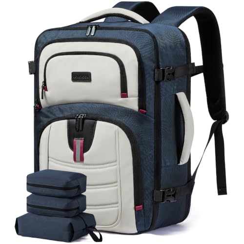 LOVEVOOK 40L Travel Backpack for Men - Airline Approved Carry On Backpack - color: Blue/Grayish White, size: 40L-17inch