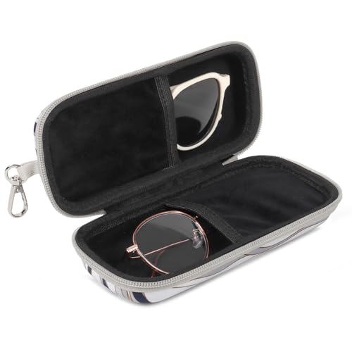 Double Eyeglasses Case for Dual Sunglasses, Hard Shell with Zipper - color: Gray Wave