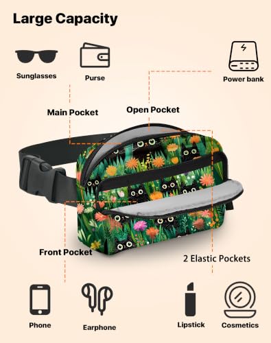 Cats Fanny Pack for Women Belt Bag Fashion Waist Pouch with Adjustable Strap for Sports Running Traveling Hiking Camping Cycling - color: Light Purple