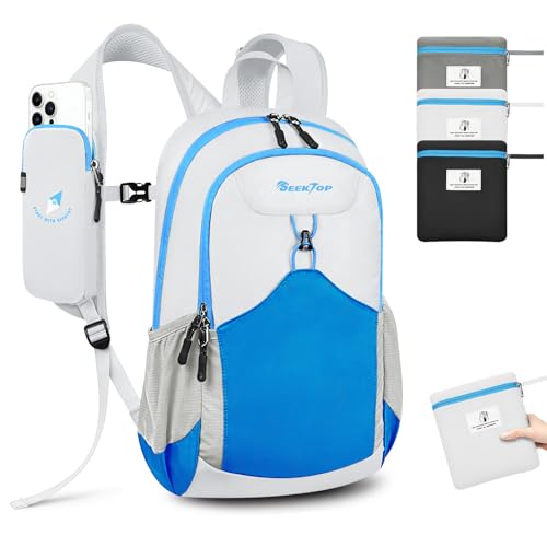 Seektop 15L Foldable Lightweight Hiking Backpack for Men and Women - color: Blue White