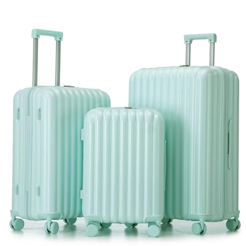 Luggage Set, ABS Hardshell Suitcase Spinner Wheel with Combination Lock - color: Vertical stripes blue, size: 20/24/28 Inch
