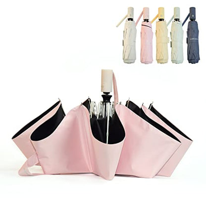 SY COMPACT Umbrella Automatic Travel Waterproof Light Folding Umbrellas Easy Carry for Women and Men - color: Pink