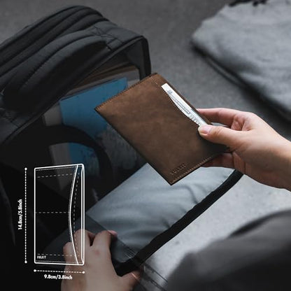 VULKIT Passport Cover Ultra Slim Design Leather Passport Sleeve RFID Blocking with 2 Card Slots, Anti-Theft Travel Essentials - color: Espresso