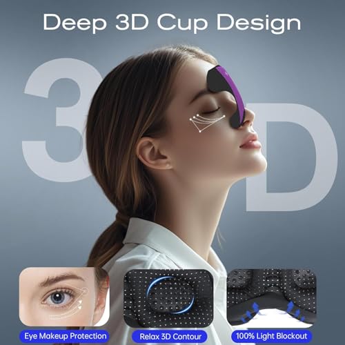 Sleep Mask with Bluetooth 5.4 Headphones, Sleeping Headphones for Side Sleepers, Wireless Music Eye Mask Speakers for Men, Women, Tech Gifts, Purple - color: Purple