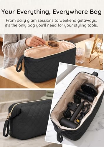 TeeYee Hair Tools 다이슨 에어랩 퀼트 세면도구 가방용 여행 가방, 블랙., 미니멀리스트 - color: 블랙.