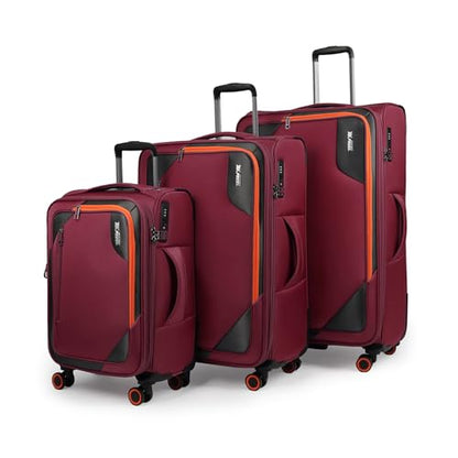 3-Piece Softside Expandable Luggage Set w/Front Open Pocket - color: Burgundy, size: 3-Piece Set (22"/28"/32'')