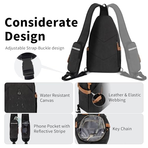 OSOCE Sling Bag for Men, Crossbody Bag Anti-Theft, Headphone Pocket - color: Black, size: Small