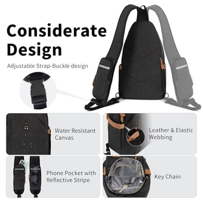 OSOCE Sling Bag for Men, Crossbody Bag Anti-Theft, Headphone Pocket - color: Black, size: Small