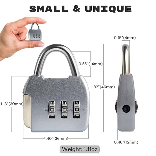 Combo Luggage Locks, 3 Digit Combination Padlock, Travel Safe Pad Lock with Code, Portable Small Zipper Lock for Backpack, Suitcase, Tool Box, Diary, Mini Locker (Silver+Blue, 2-Pack) - color: Silver+Blue