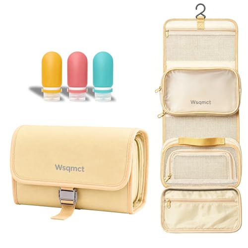 Hanging Travel Toiletry Bag for Women, Makeup Cosmetic Bag Organizer - color: Apricot