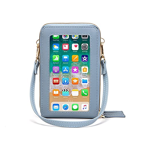 myfriday Touch Screen RFID Phone Crossbody Purse with 2 Straps for Women - color: A-light Blue