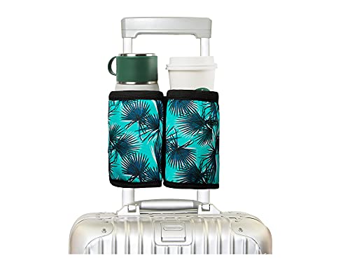 riemot Luggage Travel Cup Holder Free Hand Suitcase Drink Carrier Leaf - color: Hook & Loop: Leaf