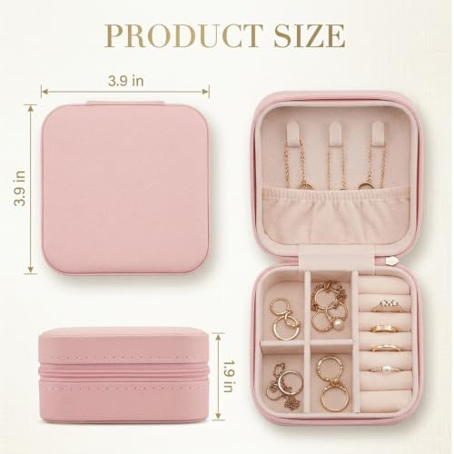 4 Pack 3.9 Inch Travel Jewelry Boxes - Portable Ring Case, Necklace Organizer Box - 4 Colors PU Leather