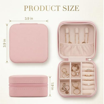 4 Pack 3.9 Inch Travel Jewelry Boxes - Portable Ring Case, Necklace Organizer Box - 4 Colors PU Leather