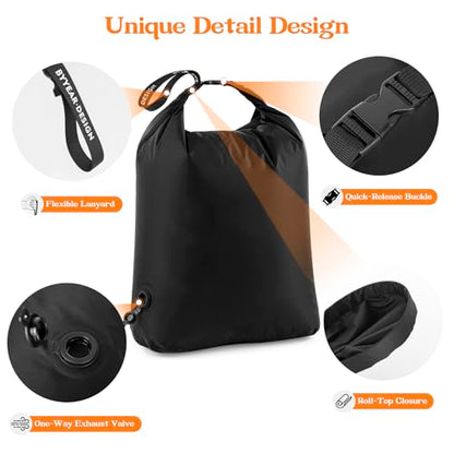 Travel Laundry Bag, Waterproof Compression Bags for Dirty Clothes - color: Black, size: Medium