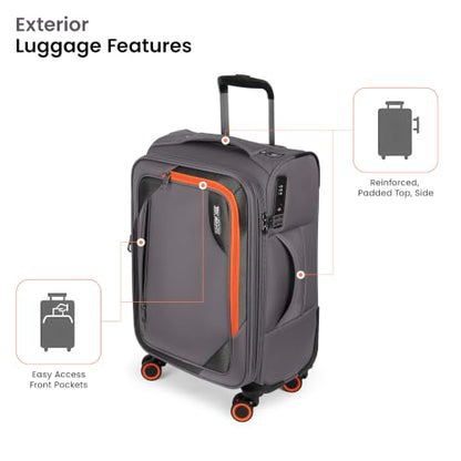 2-Piece(22/28in) Softside Luggage Set w/Front Open Pocket - color: Grey, size: 2-Piece Set (22"/28'')