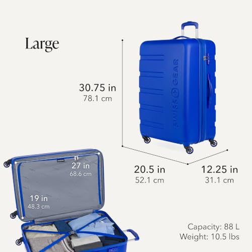 SWISSGEAR Signature Carry-On/Large Hardside Expandable Spinner Luggage Set, ABS Construction, TSA-Friendly Lock, Cobalt, 2-Piece Set (19/27-Inch) - color: Cobalt, size: 2-Piece Set (19/27)