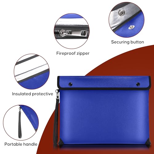 6500℉ Upgraded Fireproof Bags with Fire Proof Zipper A4 Size (Blue) - color: Blue, size: A4 Size
