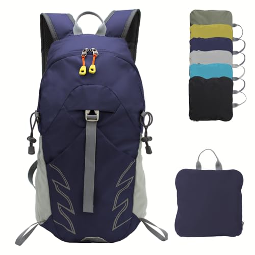 Small Lightweight Hiking Backpack，20L Foldable Hiking Daypack Cycling Hydration Backpack Travel Camping Bag - color: Blue