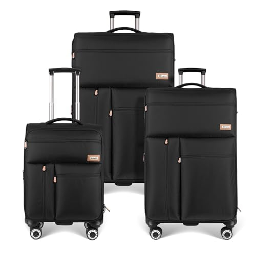 3-Piece Luggage Set(20/26/30in)-Expandable Luggage Set - color: Black, size: 3-Piece Set (20"/26"/30")