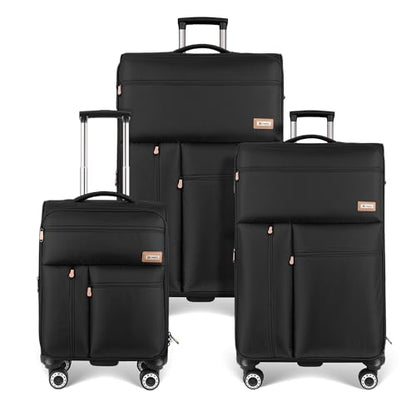 3-Piece Luggage Set(20/26/30in)-Expandable Luggage Set - color: Black, size: 3-Piece Set (20"/26"/30")
