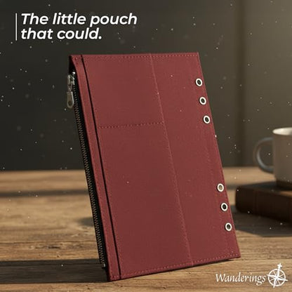 Wanderings 6-Ring Zipper Pocket for A5 Size Binder Planners - 5.9" x 8.25" / - Durable 100% Cotton Fabric - Planner Accessories Case for Refillable Planners - Compatible with Filofax - size: A5 Binder