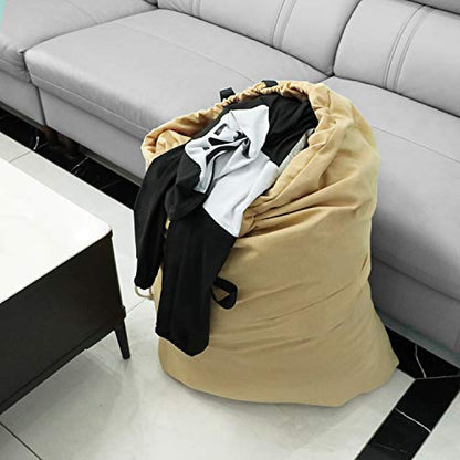 SWISSELITE Heavy Duty Laundry Bag, Large Travel Dirty Clothes Bag - color: Khaki
