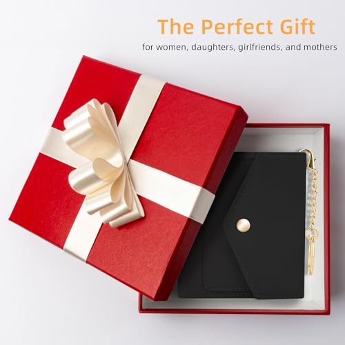 Gostwo Womens Wallet RFID Blocking Small Wallets Woman Credit Card Holder Trifold Ladies Wallets with Coins Zipper Pocket - color: Black