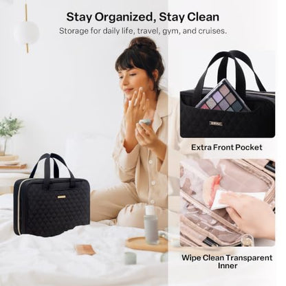 Everfun Hanging Travel Toiletry Bag Women, Leakproof Wet Dry Compartments - color: Black