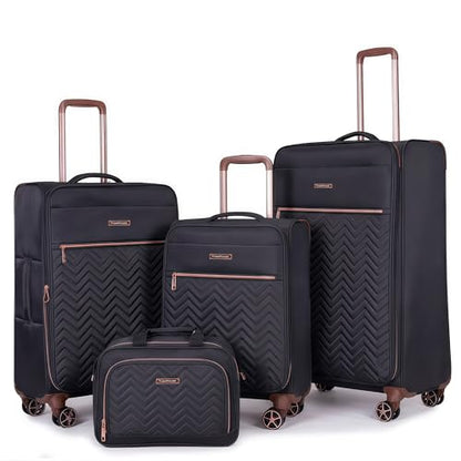 Travelhouse 4-Piece Softside Luggage Set with Spinner Wheels - color: Black, size: 4 piece