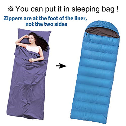 Sleeping Bag Liner All-Season Travel Sleep Sack for Adults - color: Purple, size: 83x46"