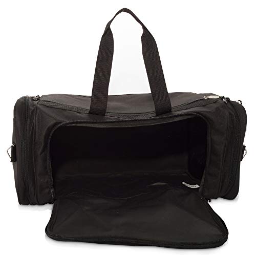 DALIX 21" Blank Sports Duffle Bag Gym Bag Travel Duffel Adjustable Strap in Black - color: Black