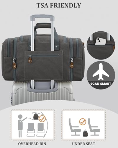 Gonex Duffle Bag for Travel, Expandable 50L Overnight Weekender Gym Bag - color: Grey, size: Large-50L