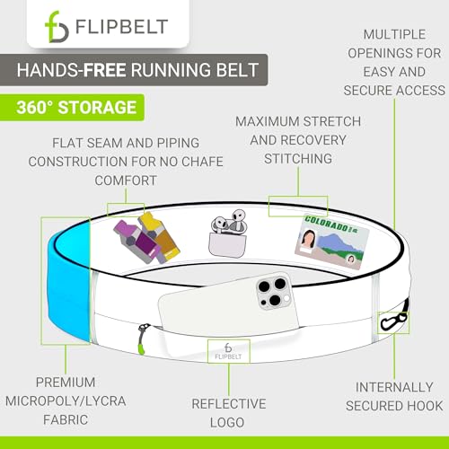 FlipBelt 지퍼 러닝 벨트, 피트니스 및 러닝용 허리 팩, 미국 회사 - color: 탄소., size: S