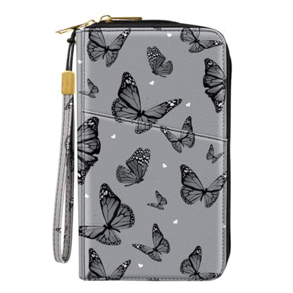Family Passport Holder Wallet RFID Blocking Document Organizer - color: Butterflies