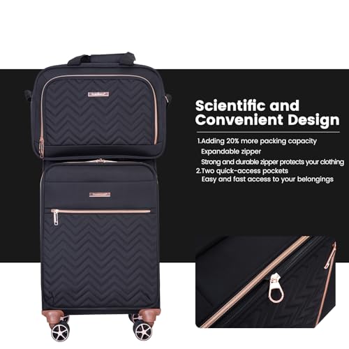 Travelhouse 4-Piece Softside Luggage Set with Spinner Wheels - color: Black, size: 4 piece