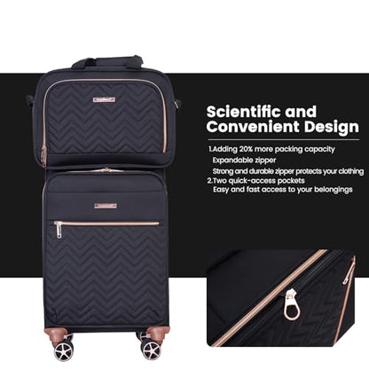 Travelhouse 4-Piece Softside Luggage Set with Spinner Wheels - color: Black, size: 4 piece