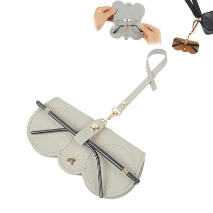 3 Pcs Soft Leather Sunglasses Bag, Soft Leather Sunglasses Bag with Strap, Portable Glasses Case Holder Sunglasses Pouch - color: Gray