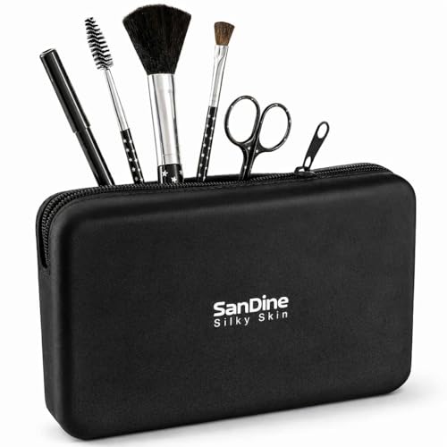 Silicone Makeup Bag for Women – Waterproof Silicone Cosmetic Pouch & Makeup Brush Holder – Easy‑Clean Travel Toiletry Organizer with Zipper – Soft Durable Silicone Case by Sandine (Black) - color: Black