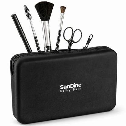 Silicone Makeup Bag for Women – Waterproof Silicone Cosmetic Pouch & Makeup Brush Holder – Easy‑Clean Travel Toiletry Organizer with Zipper – Soft Durable Silicone Case by Sandine (Black) - color: Black